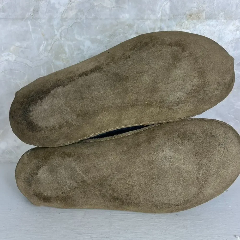 Glerups Womens Booties Slippers Wool Upper Size 11 Petrol Blue Suede Sole
